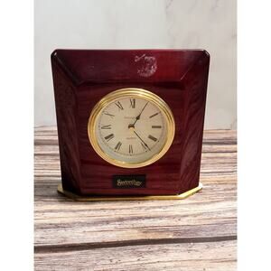 Elegant Vintage Sweetbay Supermarket Portsmouth Quartz Desk Clock with Mahogany